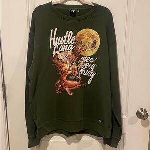 Hustle Gang Forest Green Graphic Crewneck Sweater